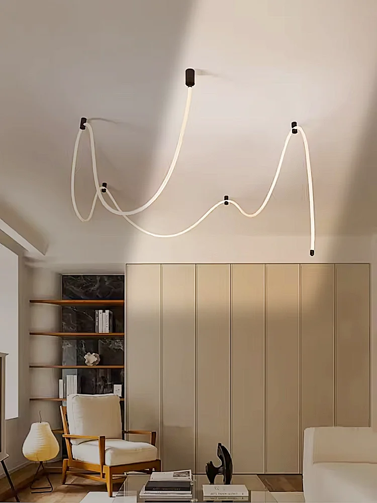 Nordic loft villa empty duplex living room pendant light postmodern designer exhibition hall creative staircase line light