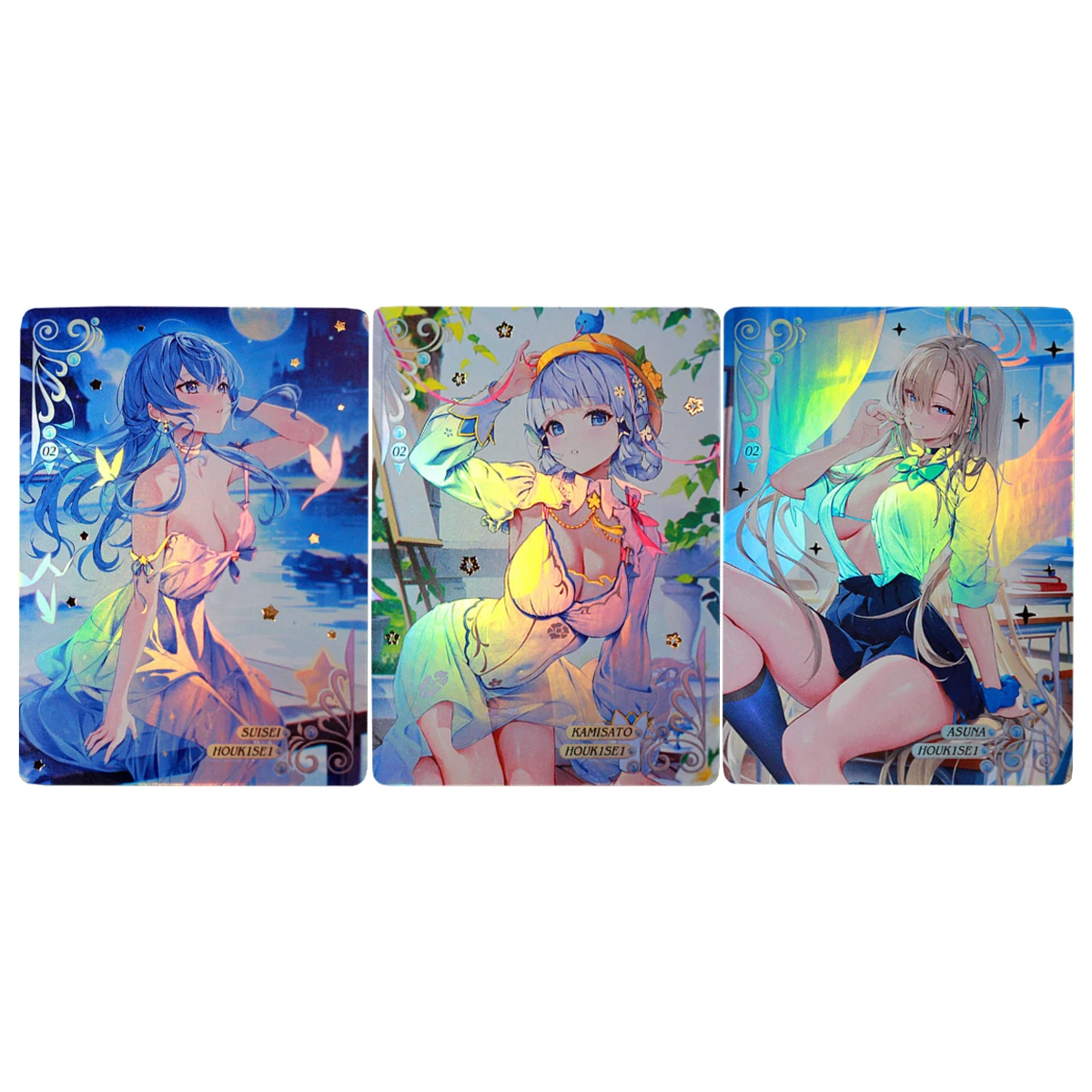 

3Pcs/set Self Made Genshin Blue Archive ACG Flash Card Anime Girls Classic Game Anime Collection Cards Diy Gift Toys