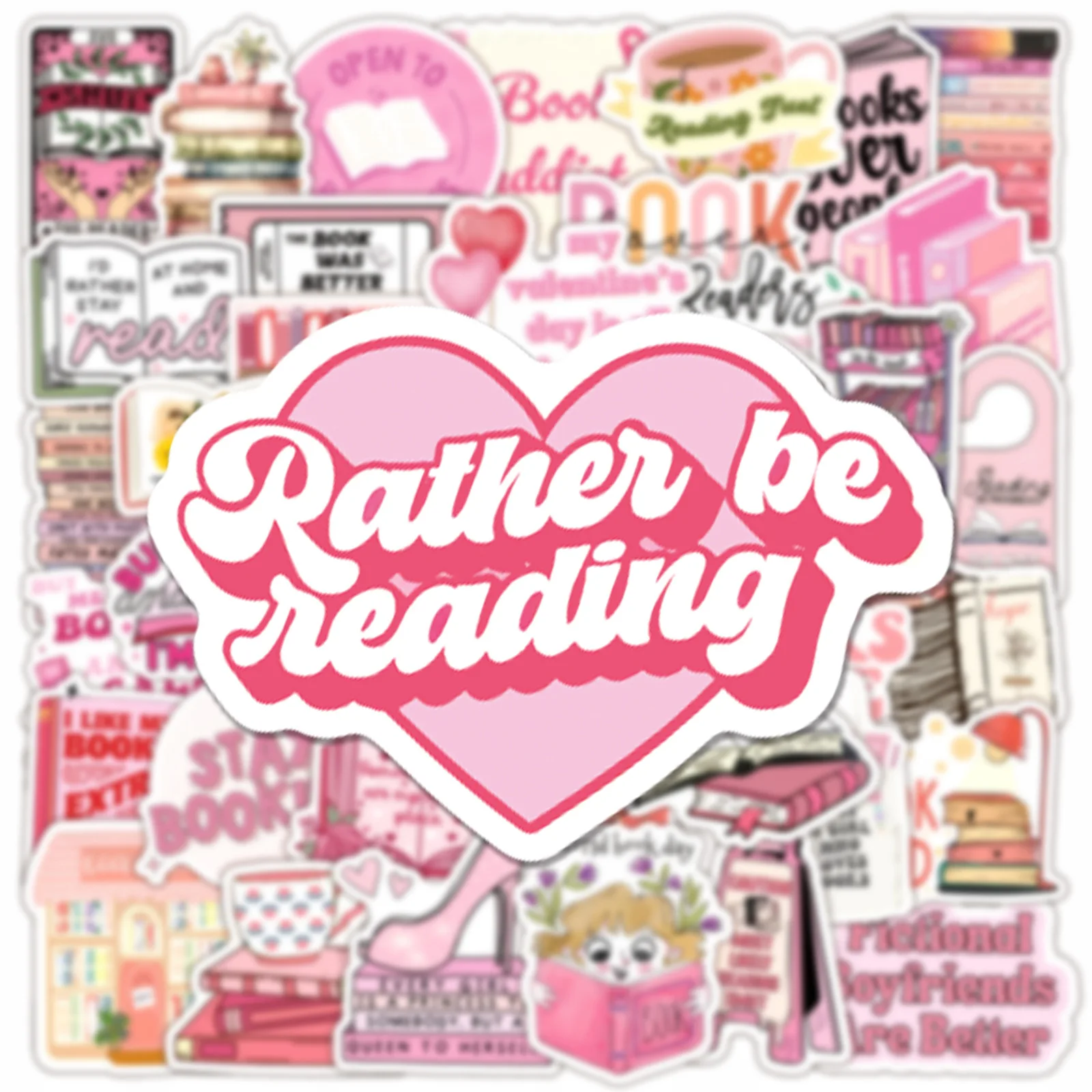 50 個の本っぽい漫画ステッカー読み取り落書きピンク DIY 装飾スーツケース冷蔵庫ラップトップギター電話ギター自転車デカールおもちゃ