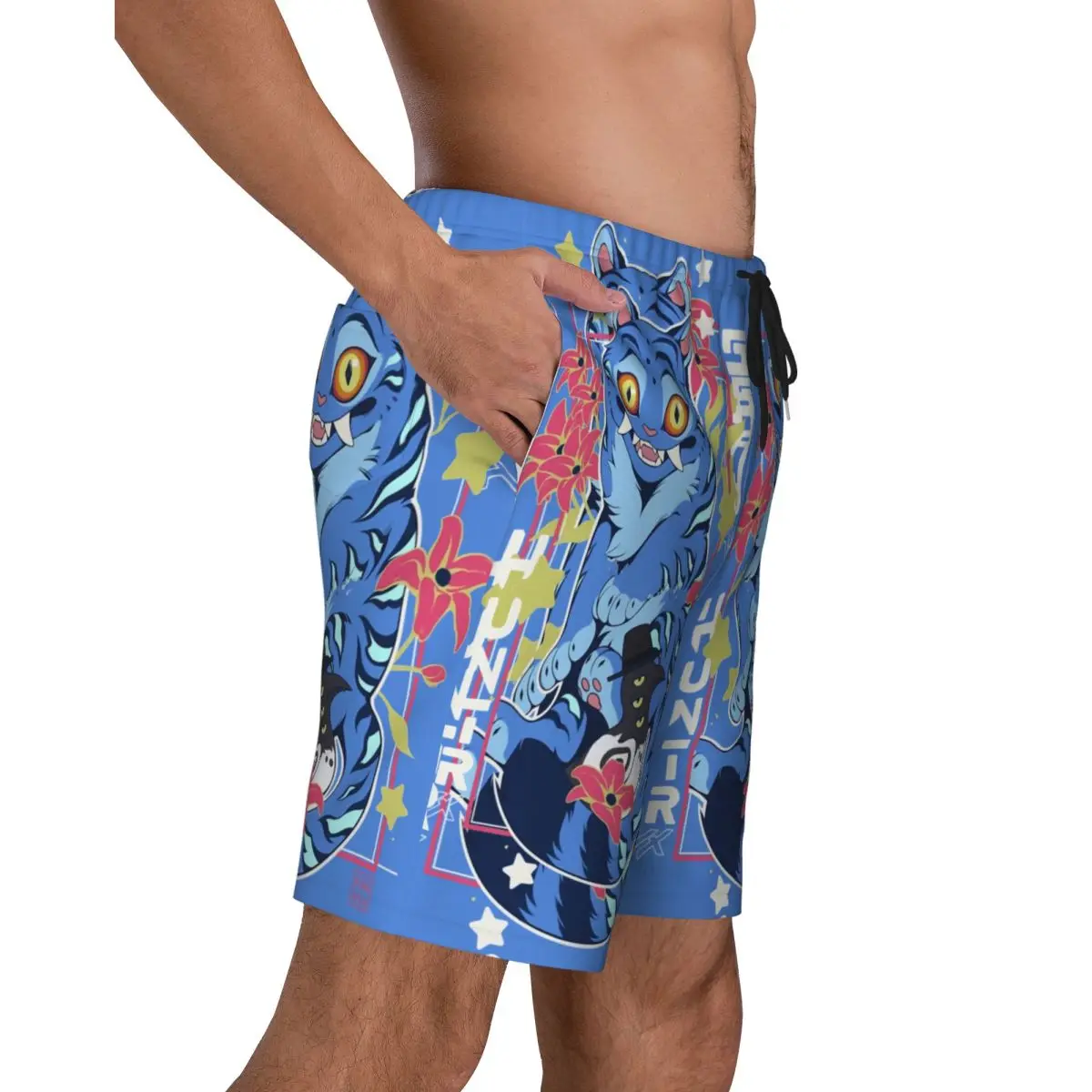 ملابس السباحة KPop شيطان الصيادين النمر مجلس السراويل الصيف شورتات للبحر عادية الرجال المطبوعة الرياضة سريعة الجافة الشاطئ جذوع