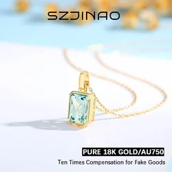 8*10mm Moissanite Necklace Real 18K Gold Pendant Colored Gemstone for Women Anniversary Valentine's Day Gift Fine Jewelry
