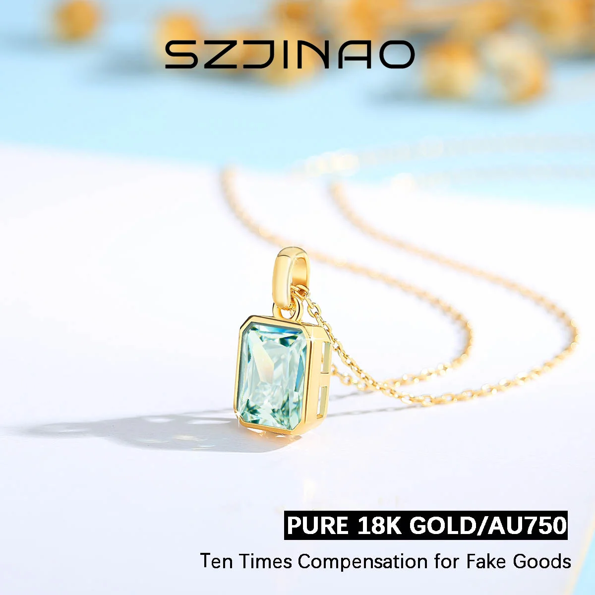 8*10mm Moissanite Naszyjnik Prawdziwy 18-karatowy złoty wisiorek Kolorowy kamień szlachetny dla kobiet Rocznica Walentynki Prezent Drobna biżuteria