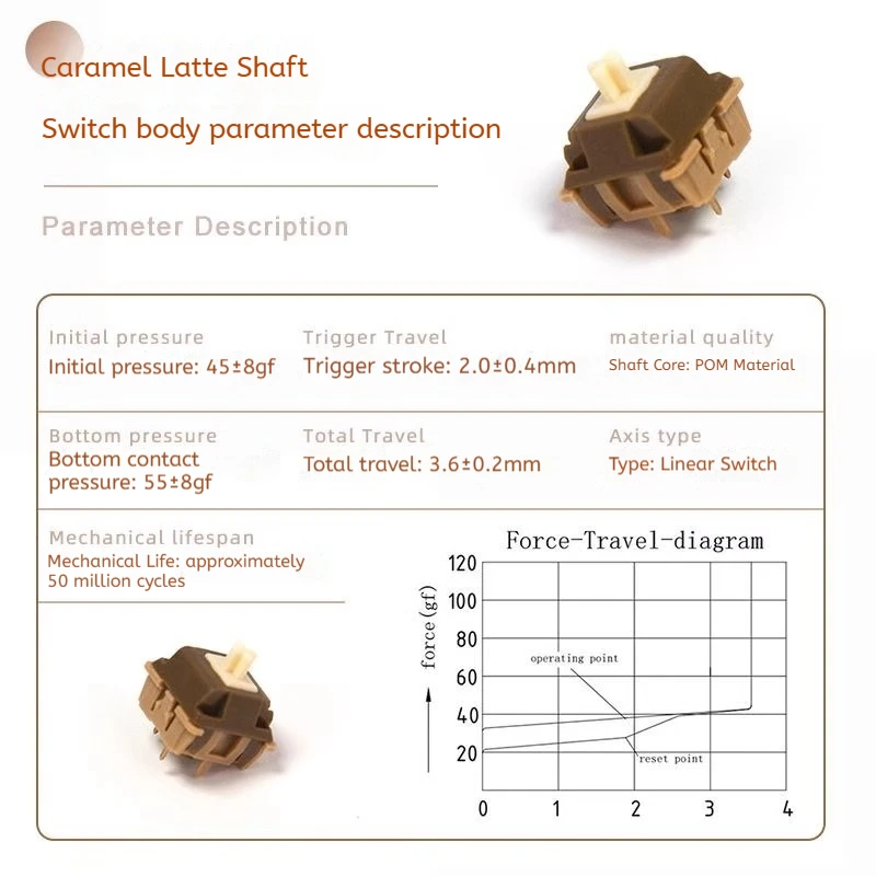 AULA Caramel Latte Switch Lubed Update V4 Switch Mechanical Keyboard Linear Tactile 5Pin Hot Swap DIY HIFI Switch