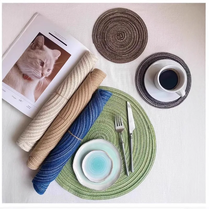 Nordic Flax Woven Table Mat Cotton Linen Tablecloth Heatproof Pad Home Dining Table Insulating Pad Premium Cup Pad