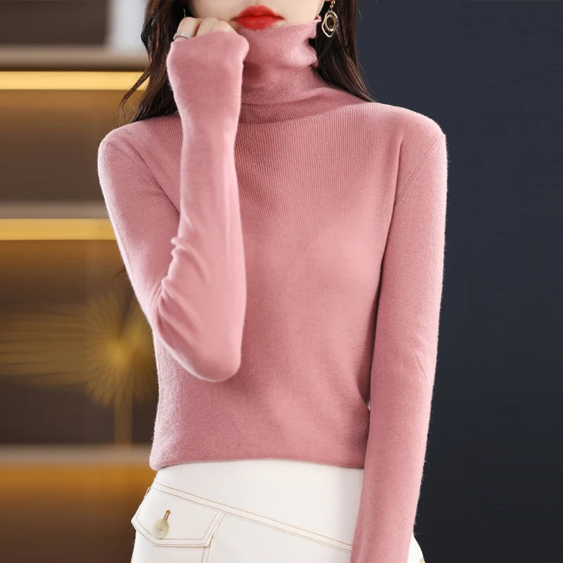 2023 Spring Women\'s Wool Knitted Pullovers High Elastic Cashmere Sweater Lady\'s Grade Up Soft Warm Slim Jumper Thin Tops Autumn