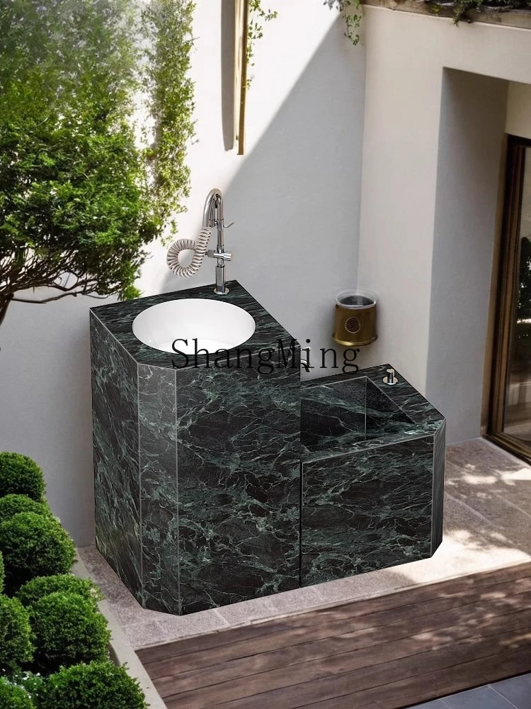 

CL courtyard wash basin outdoor rock slab hexagonal beveled column garden simple modern basin outdoor trough