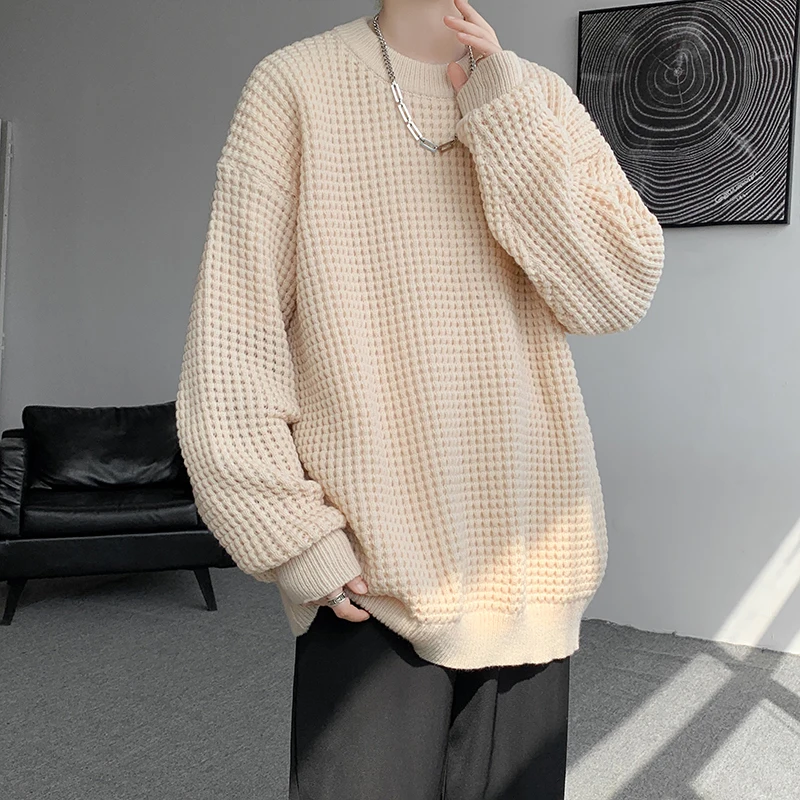 New Year Sweaters Korean Fashion O-neck Quality Texture Sweaters Men Autumn Street Wear Mens Knitted Sweater Men Pullovers