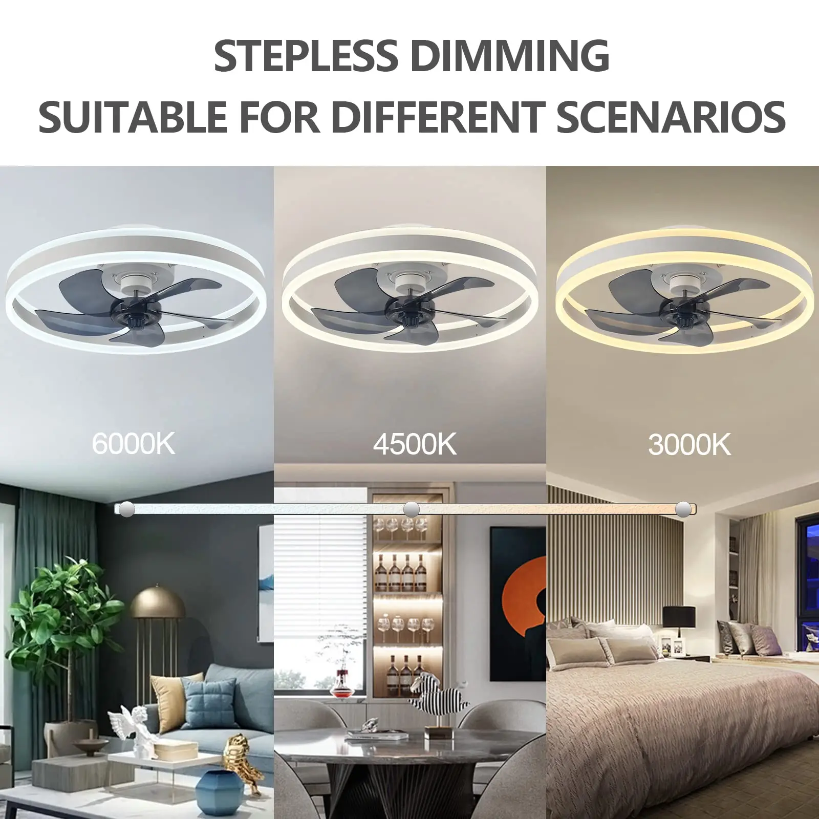 Silent & Stylish LED Ceiling Fan With Remote Control - 6-Speed, 60W Reversible Fan For Bedroom, Study, Restaurant, And More!