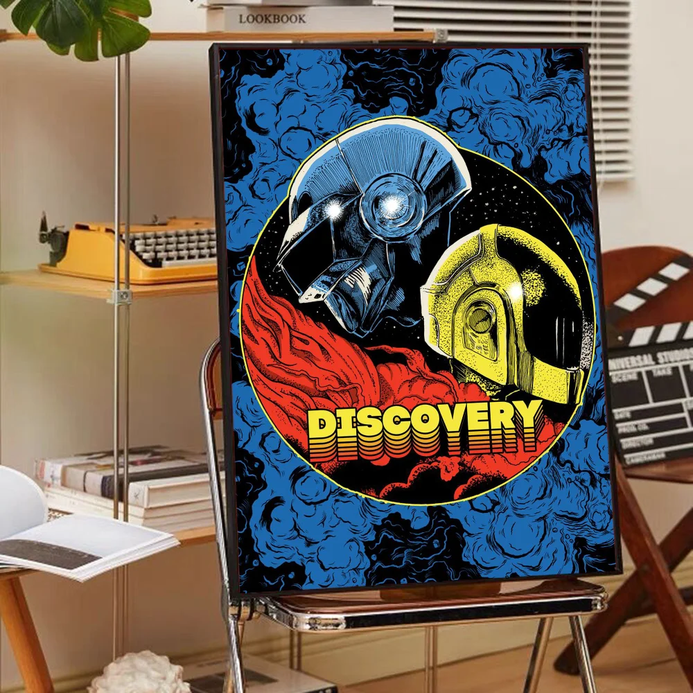 Around The World Daft Punk Self-adhesive Art Poster Whitepaper Sticker DIY Room Bar Cafe Wall Decor