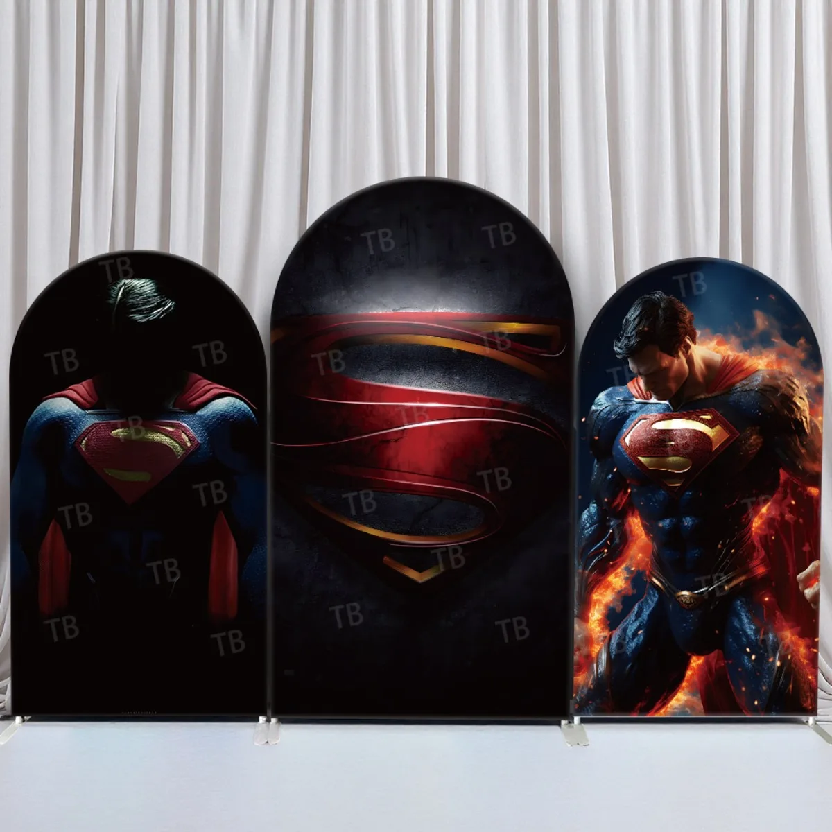 

Marvel Superman Theme Arch Backdrop Cover Hero Design for Boy's Birthday Party Baby Shower Decor Fabric Background Photography