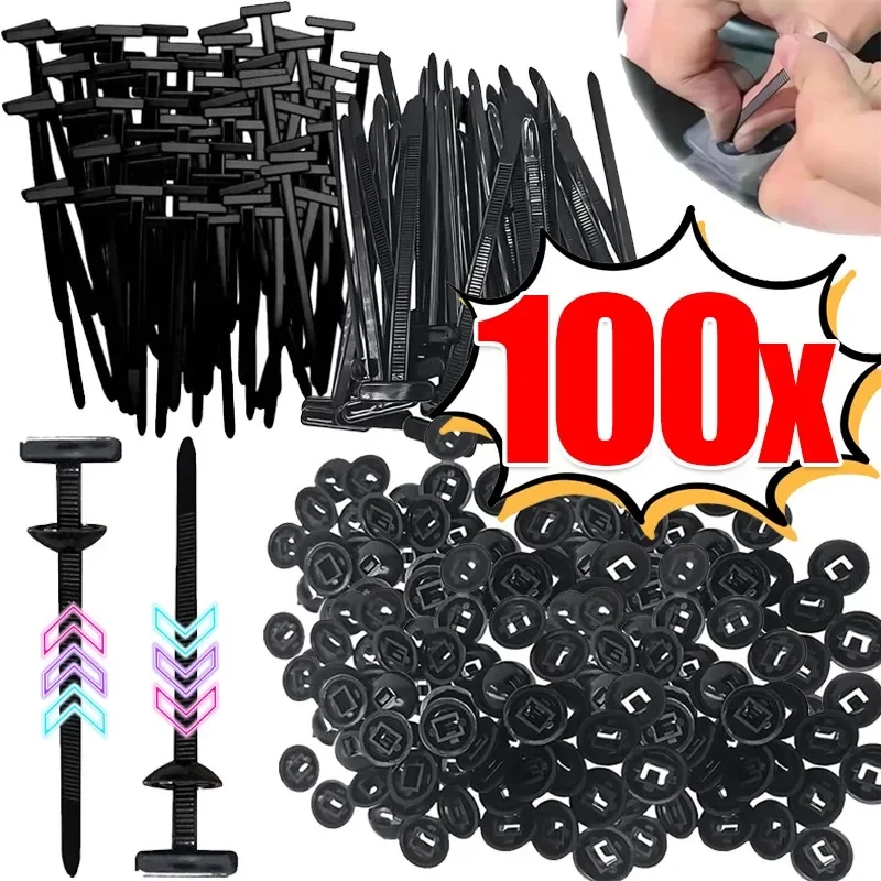 5-200pcs Nylon Cable Tie Buckle Auto Fastener Screw Replacement Clip Car Fender Trunk Engine Guard Panel Wire Management Secure