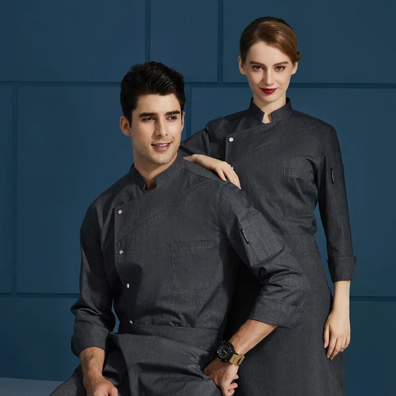 Vêtements de travail pour Chef cuisinier C363, veste de Chef à manches longues pour hommes, vêtements de travail de cuisine pour Restaurant occidental, manteau de serveur