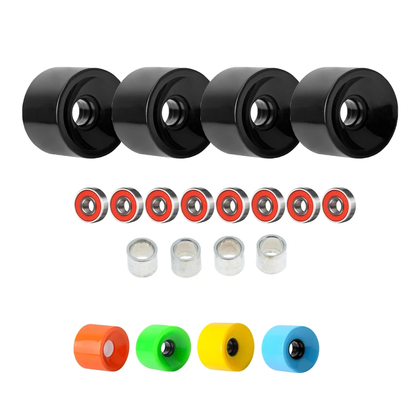 цена 70×51mm 78A Longboard Wheels with ABEC-11 Bearings and Spacers Set of 4 Skateboard Wheels  Soft Cruiser Replacement Wheel Street