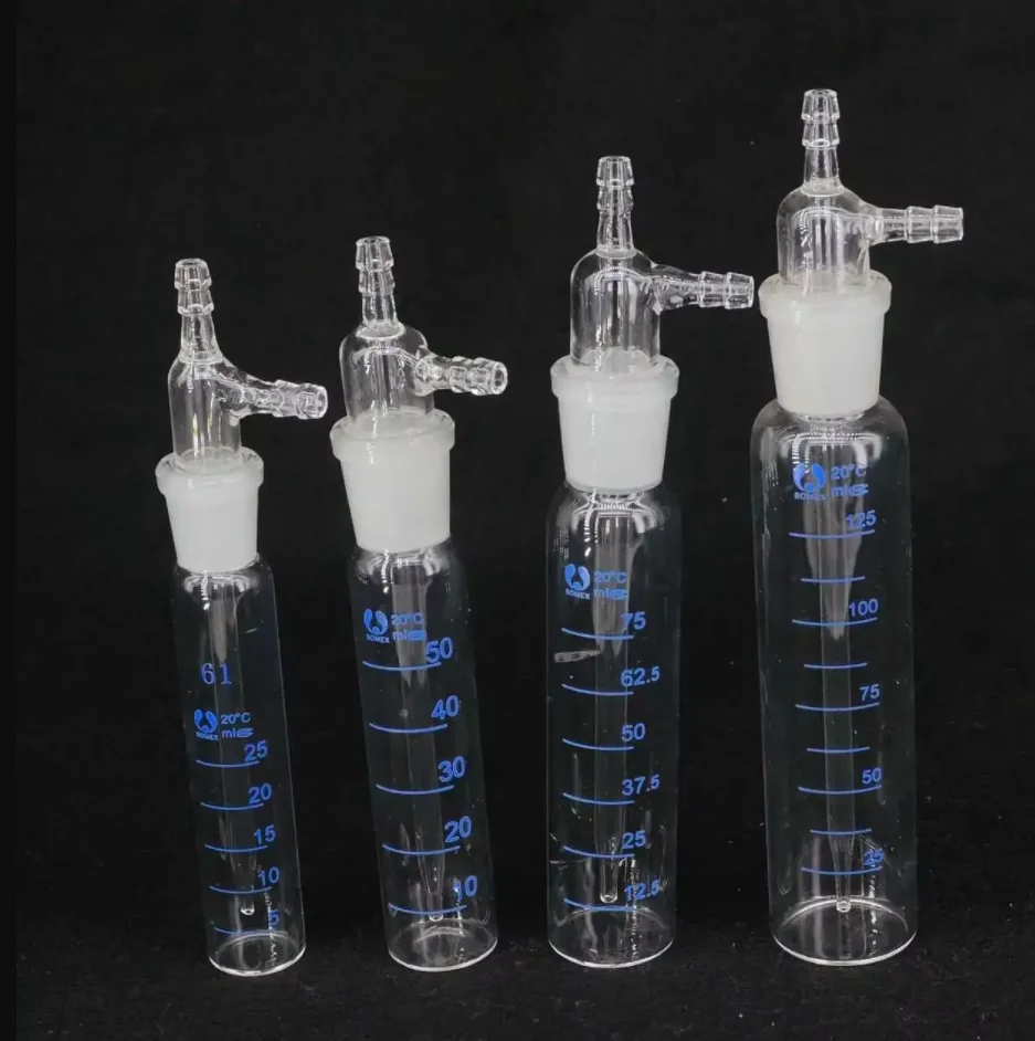 10/25/50/75/100/125/250/275/325/500ml Borosilicate Glass 8mm Gas Sampling Tube Glinsky Absorber Bottle Apparatus Lab