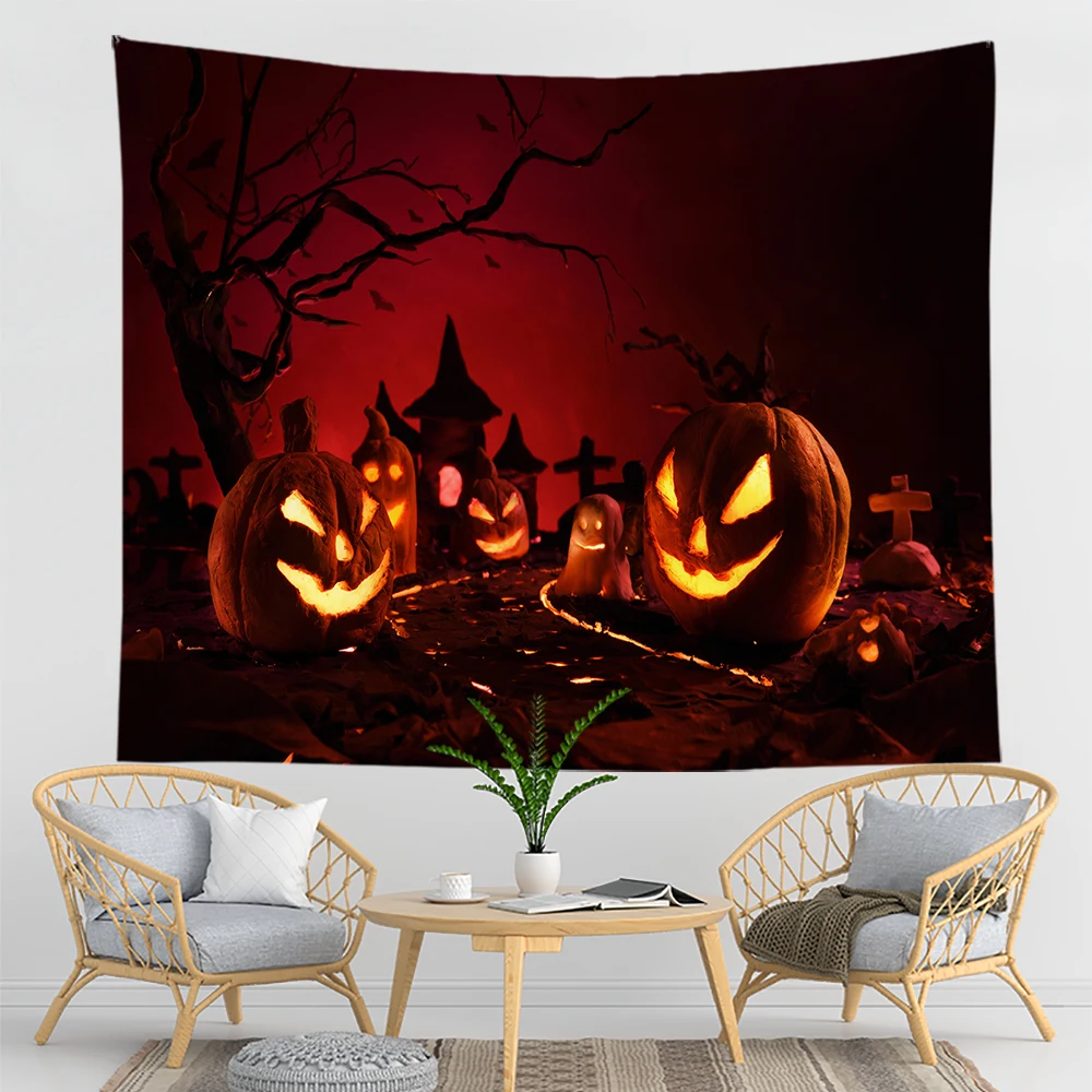 Home decoration halloween wall hanging gothic print tapestry wall witchcraft supplies dorm rug 230x180cm tapiz
