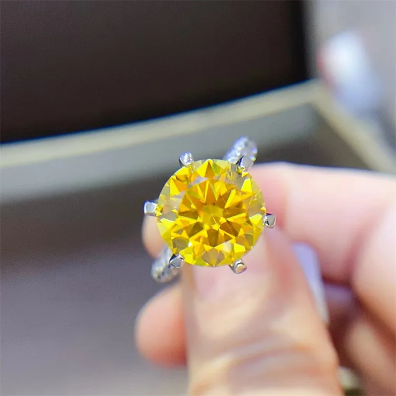 

Luxury Platinum Solid Platinum PT950 Women's Ring Diamond Yellow Diamond Banquet Gift Jewelry