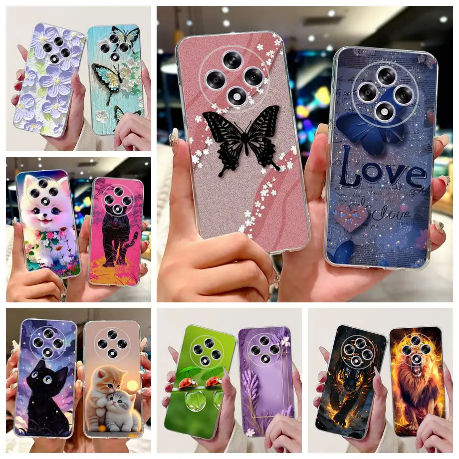 For Oppo A3x 4G Case CPH2641 New Luxury Butterfly Painted Cover Soft Silicone Phone Case For Oppo A3 A3x OppoA3 OppoA3x 4G Shell