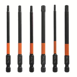 1Pcs Torx Screwdriver Bit 100mm Magnetic Driver Screw 1/4'' Hex Shank Drill Head Electric Wrench Screwdriver T10 T15 T20 T25 T30