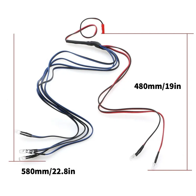 LED Licht met Conversie Kabel voor 1/10 1/8 Axiale SCX10 Trxs TRX4 D90 HSP HPI Accessoires Upgrade Onderdelen Rc Crawler Auto Vrachtwagen