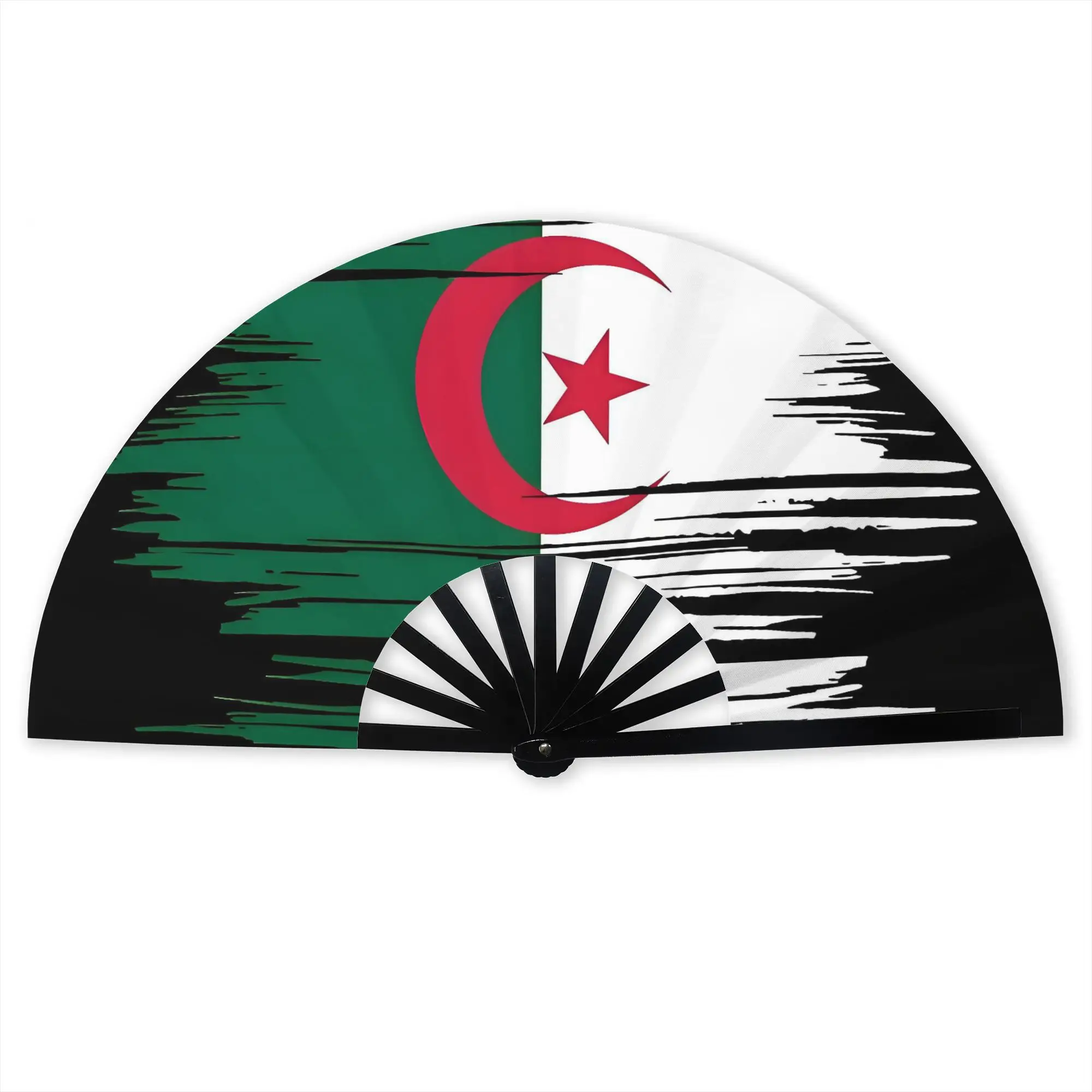 Distressed Algeria Flag  Hand Fan Promotional Gift Party  Durable Folding Fans Novelty Bulk Pack Fan