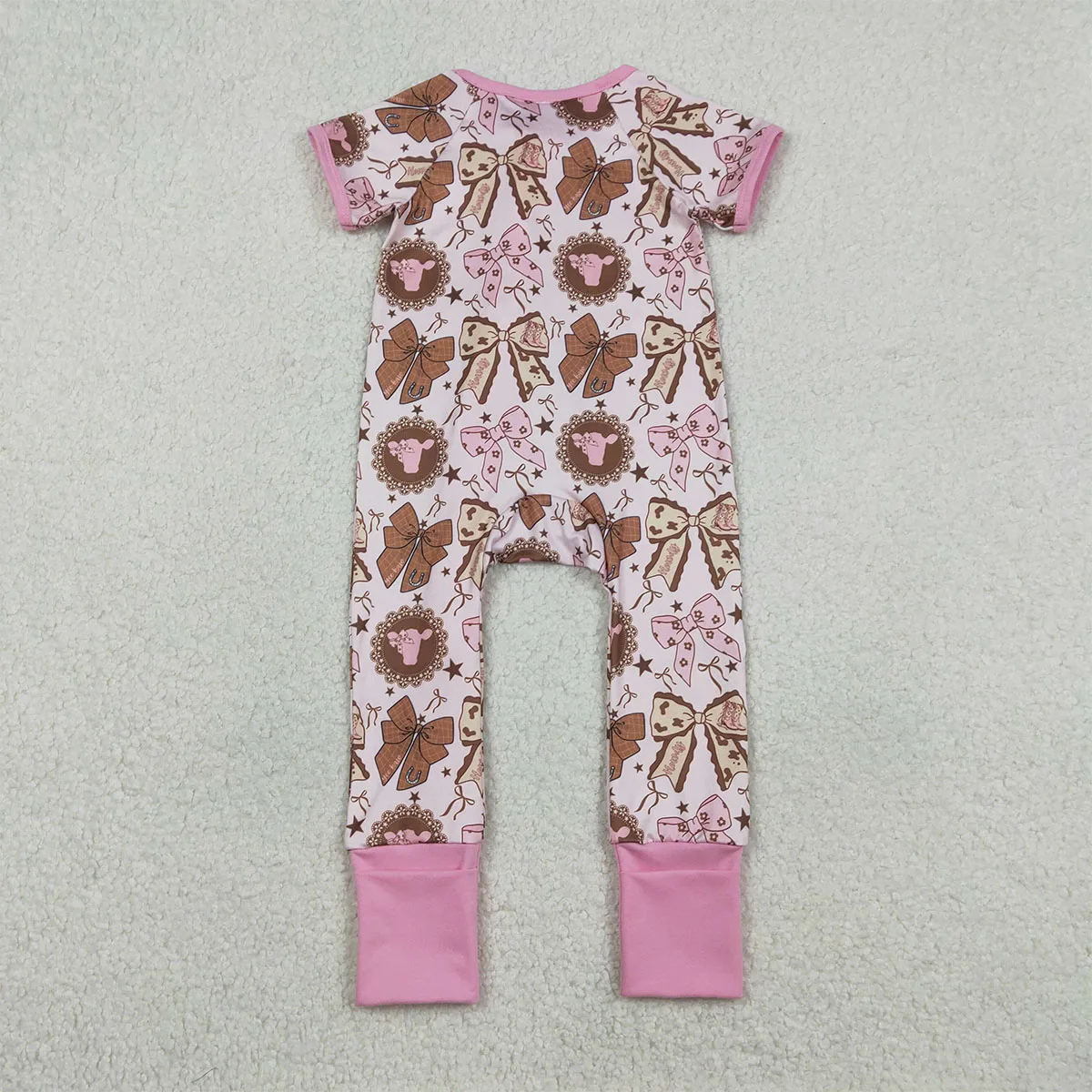 Newborn Bodysuit Baby Girl Boutique Clothing Flowers Highland Cows Western Two Way Zipper Sleeper Rompers Babies Infant Clothes