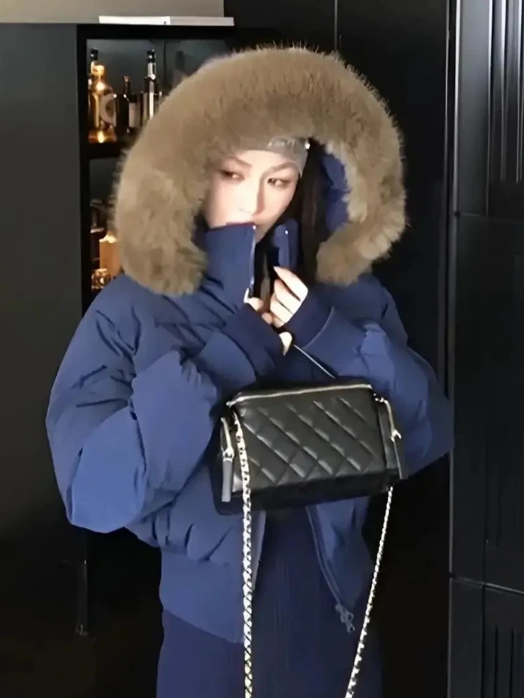 

Зимняя простая однотонная короткая парка, женская куртка Y2k Street Fashio на молнии с капюшоном, короткая повседневная модная теплая верхняя одежда, новинка