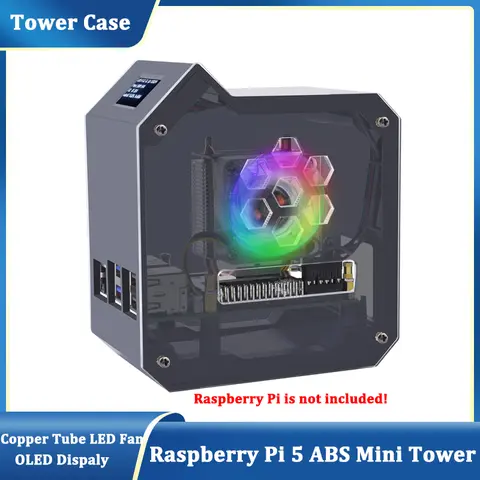 ElectroCookie Raspberry Pi 5 Gehäuse, Aluminium Mini Tower Gehäuse mit
