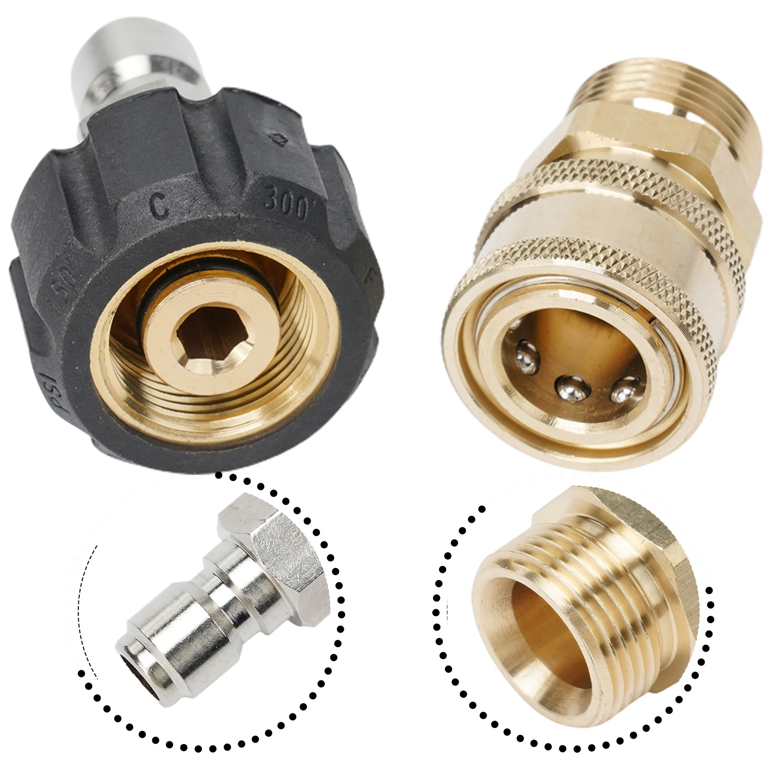 

Swivel Plug 3/8" Disconnect Plastic 4pcs Connect Couplers Set 5000PSI M22 14mm Male Hose High Pressure Replacement