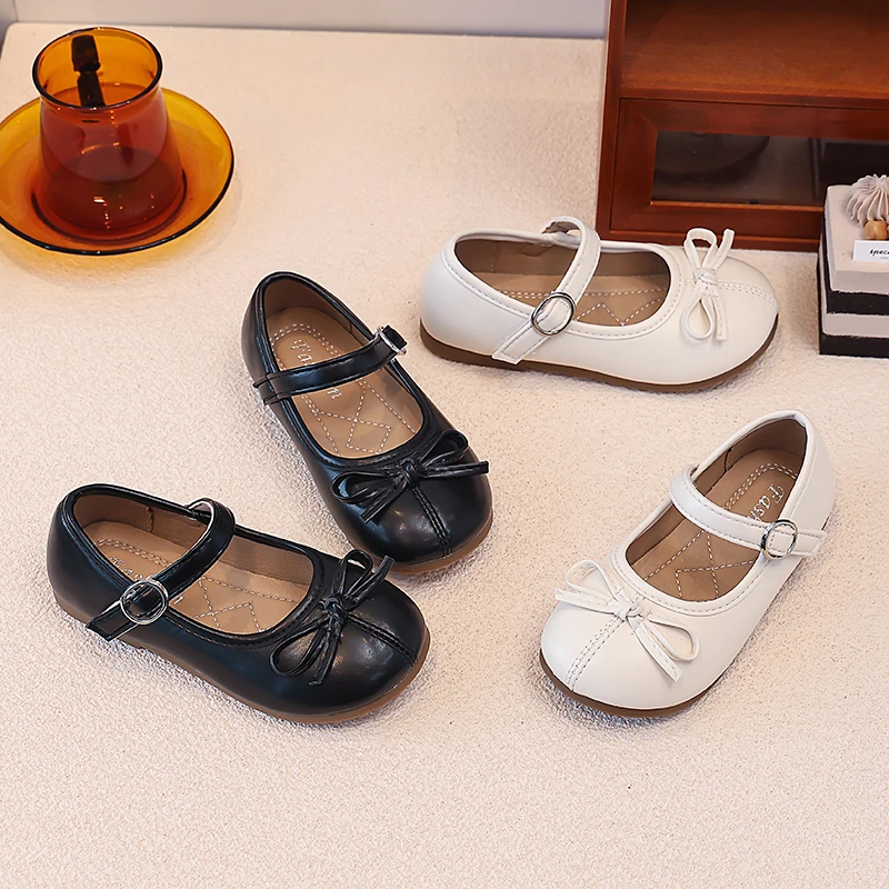 Mädchen Mary Jane Schuhe, Kleinkind-Schuhe mit Schleife und Schnalle, Weiche Party-Prinzessinnen-Schuhe mit Metallschnalle, Lederoptik-Schuhe für kleine Mädchen – Detail 3