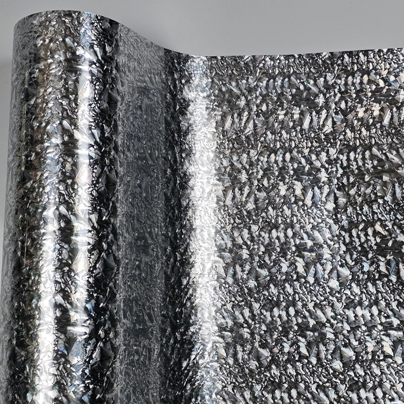 PET Electroplated Forged Carbon Fiber Mica Stone Silver Film Wrapping Tools Stickers for Car Vinyl Wrap Car Body Films Vinyls
