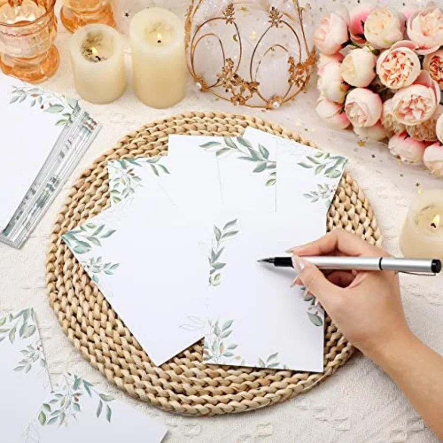 50 Pcs Blank Note Cards Wedding Decorative Notecards 4x6 Inch Greenery Notecards DIY Printer Paper Thank Greeting Cardstock for