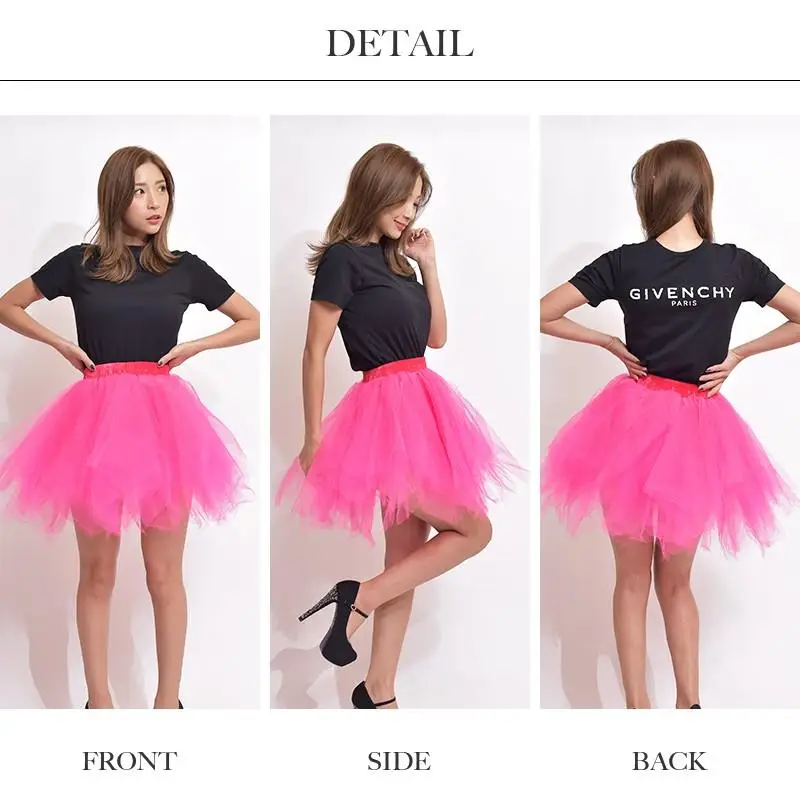 FATAPAESE rok Tulle pendek wanita, rok Dalaman multiwarna rok tari Tulle rockabtutu Illy, rok balet dewasa Tutu