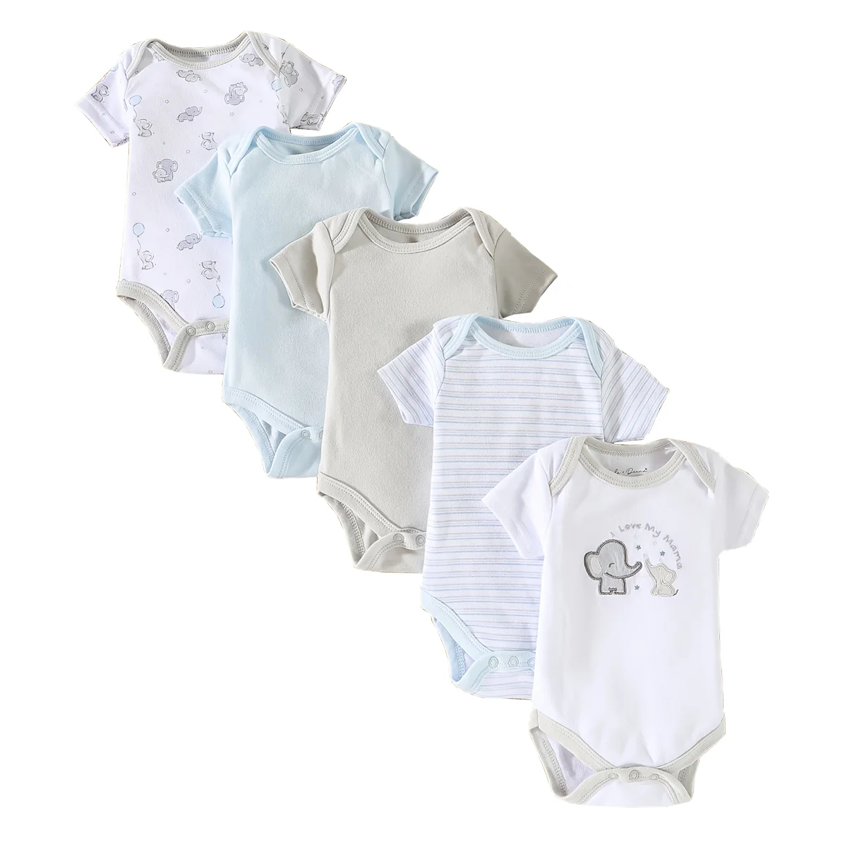 5PCS Baby Boy Clothes Summer Baby Boy Onesies Cotton Fabric Newborn Baby Clothes Short-Sleeved Jumpsuit