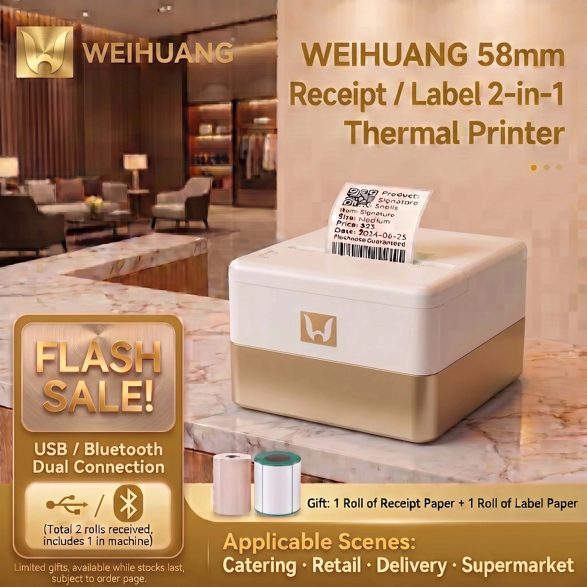 Commercial Book Printing Machines - Printer Label Thermal WH-P20 58mm Nirkabel