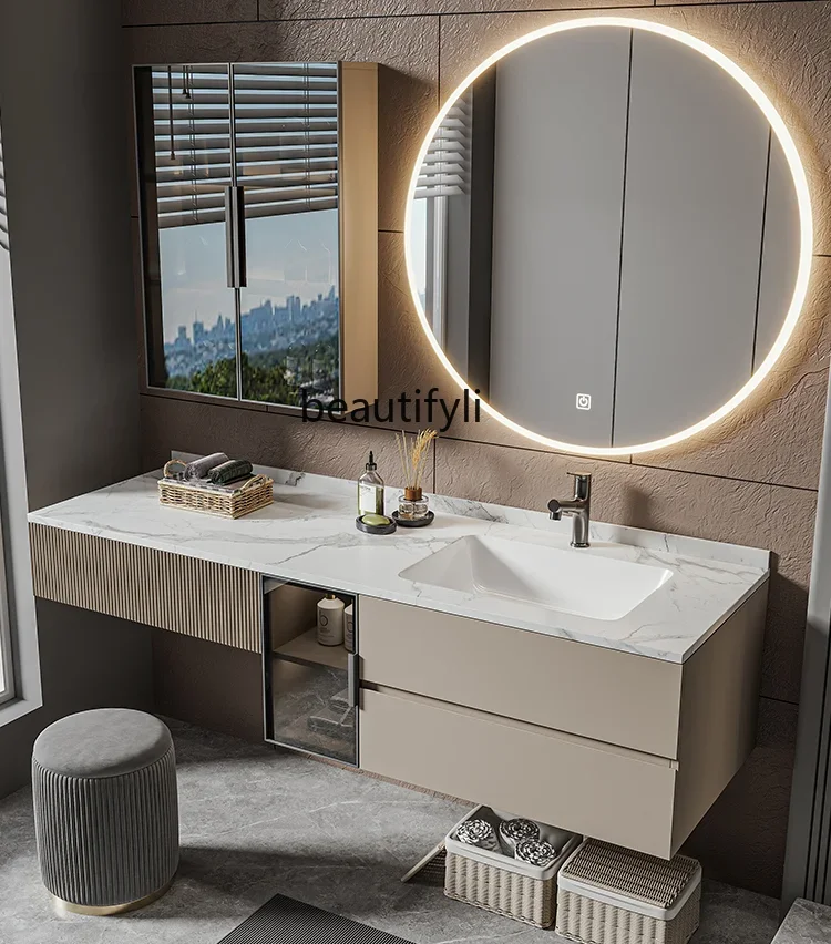 

Stone Plate Ceramic Bathroom Cabinet Combination Bathroom Table Hand Washing Washbasin Cabinet