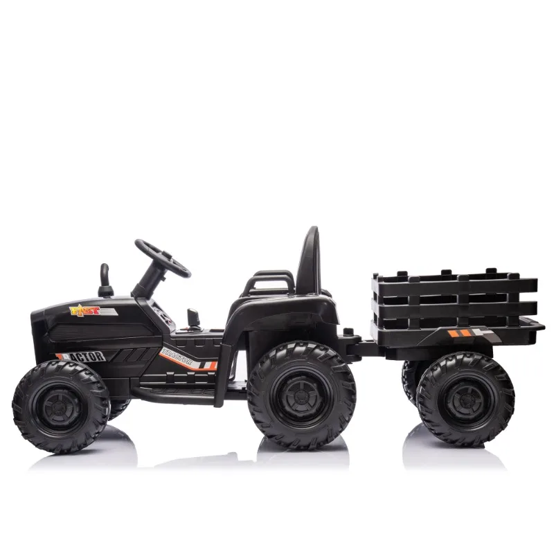 Ride on Tractor2.0 avec remorque, jouet de tracteur électrique alimenté par batterie 24V, 200w * 2 moteurs 1.86-4.97MPH/télécommande