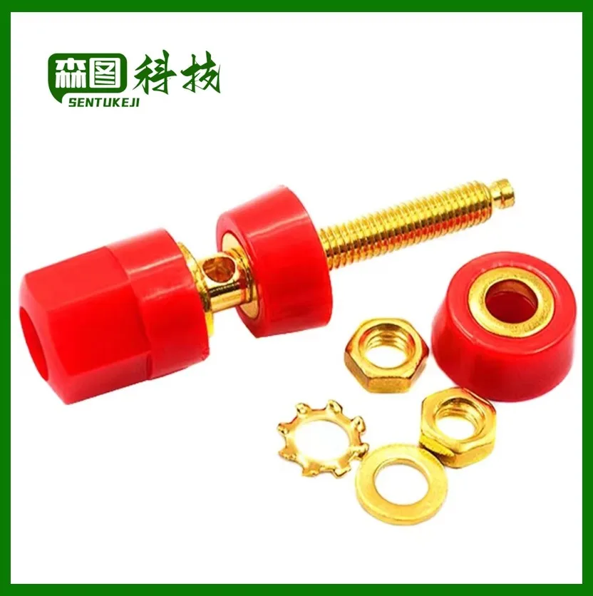 Terminal Binding Post, Banana Speaker Plug Jack, conector vermelho e preto, Terminal Amplificador, 1 Par