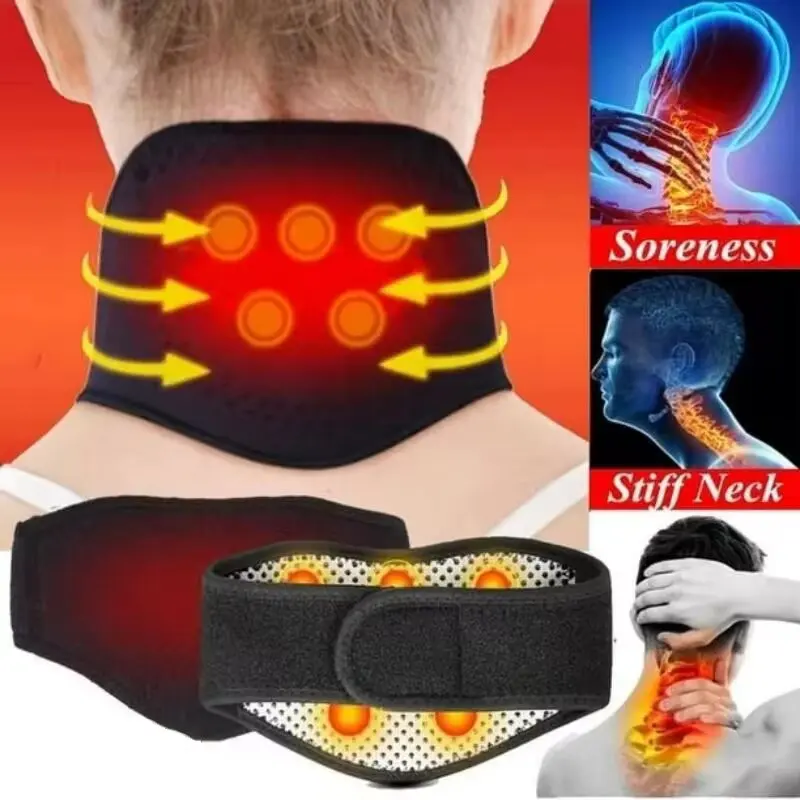 Cinta de suporte de pescoço com autoaquecimento, massagem cervical magnética para relaxamento e