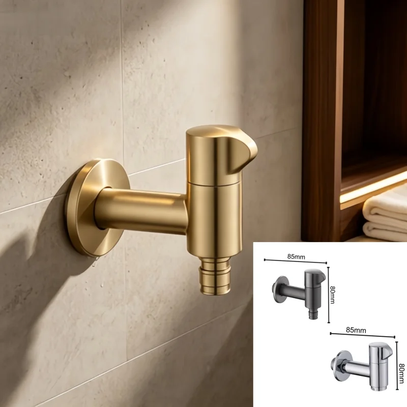 Brass Black Faucet Extended Outdoor Garden Faucet Wall Mounted Bathroom Corner Washing Machine Faucet