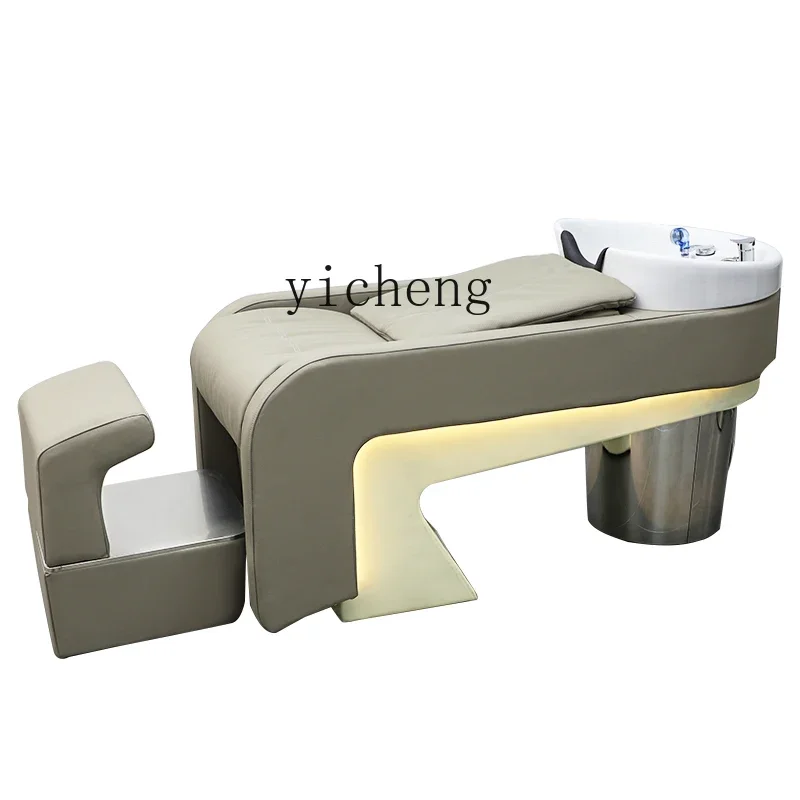 

XL Barber Shop Ceramic Basin Shampoo Bed Seated Semi-reclining Barber Shop Stainless Steel Flushing Bed