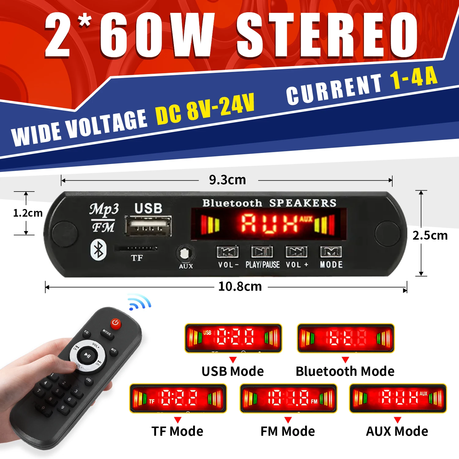 80W 120W Amplifier MP3 Player Module Bluetooth 5.0 Decoder Board 12V 50W 40W Amplifier Car FM Radio Module mp3 players Handsfree