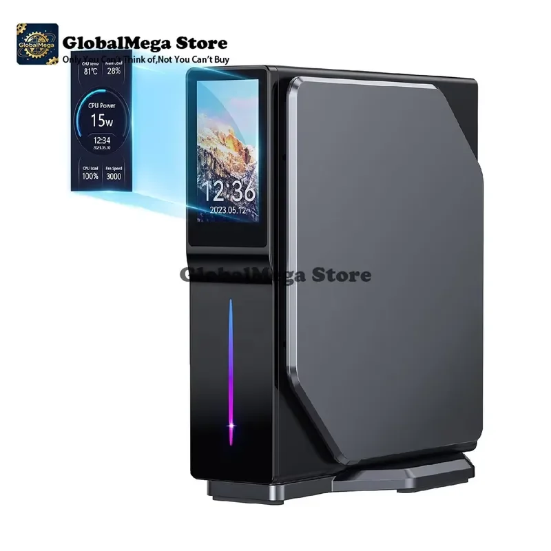 2026 Latest Mini PC RGB Vertical Tower Computer with Alder Lake N95 CPU M.2 NVMe SSD Support Windows 11 Mini Desktop PC