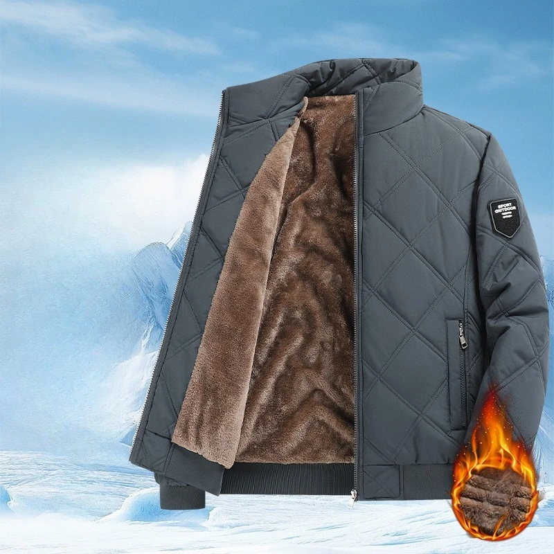 남성 코트 두꺼운 따뜻한 봄버 재킷 가을 겨울 플리스 안감 재킷 남성 겨울 의류 파카 플러스 사이즈 M-8XL 패딩 재킷