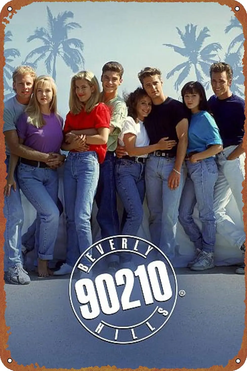 بيفرلي هيلز، 90210 ملصقات لوحة معدنية تين تسجيل، خمر حانة معدنية نادي مقهى بار المنزل جدار الفن الديكور ملصق ريترو في ألو #1