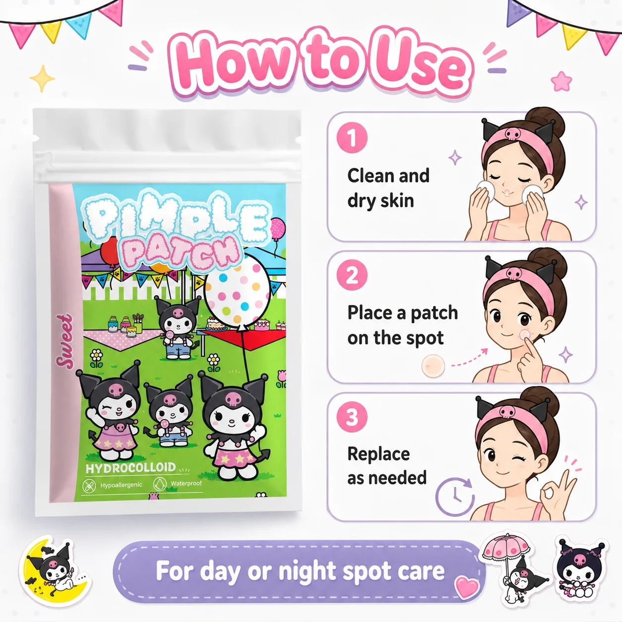 Набор из 125 патчей Sanrio Kul – обзор и цена Hydrocolloid Acne Patch