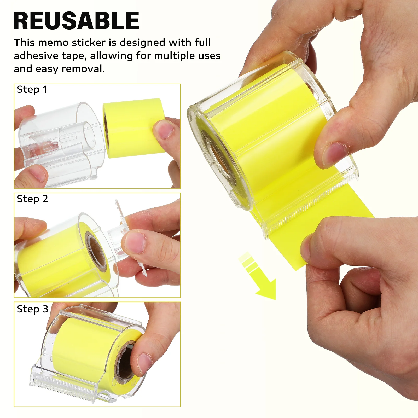 完全粘着テープ メモステッカー 多機能 ポータブル メモロール 再利用可能 オフィス用品 スタイリッシュなカラーペーパーパッド