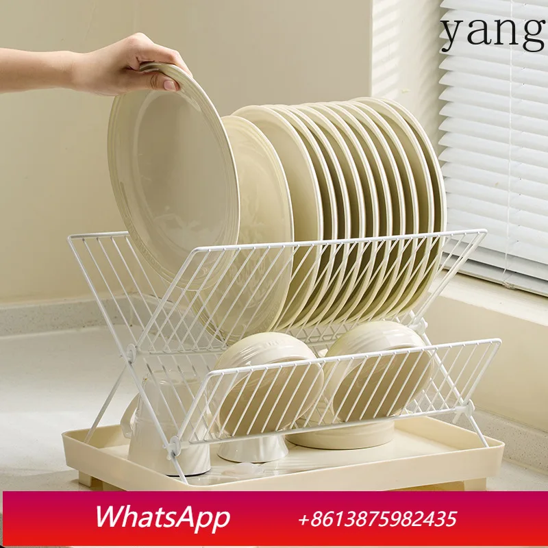 

LTT Folding Kitchen Dish Drain Rack Multifunctional Tableware Household Drain Rack Tableware Storage Rack