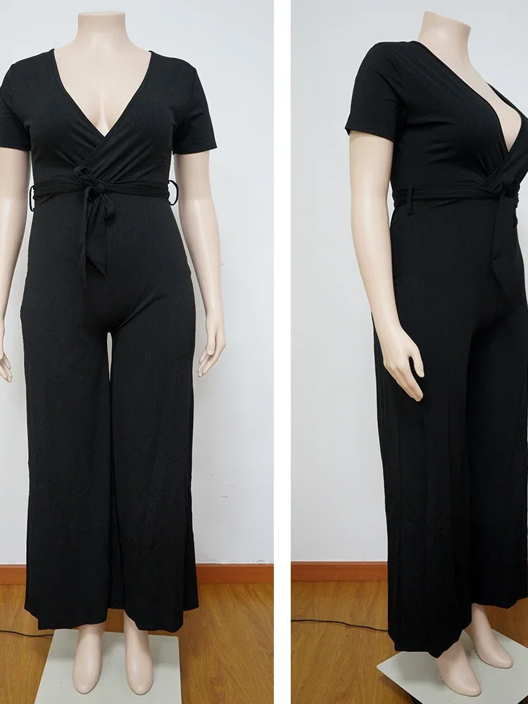 Wmstar Plus Size Vrouwen Kleding Jumpsuit Effen Off Shoulder Met Bandage Zomer Strand V Nek Nieuwe Stijl Groothandel Dropshipping