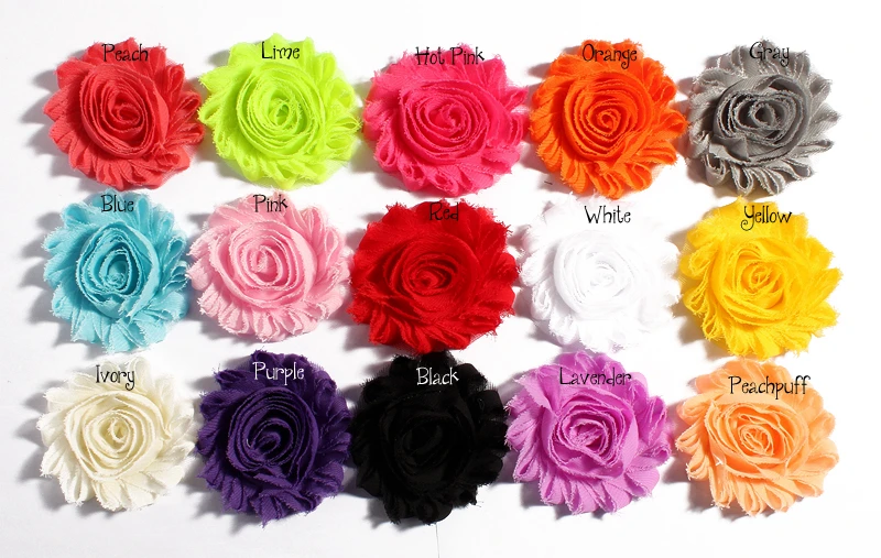10pcs 2.6 ''15 Farben künstliche weiche schäbige ausgefranste Chiffon Dekorationen Stoff Blumenstrauß für Hochzeit Braut Girlande nach Hause – Detail 1