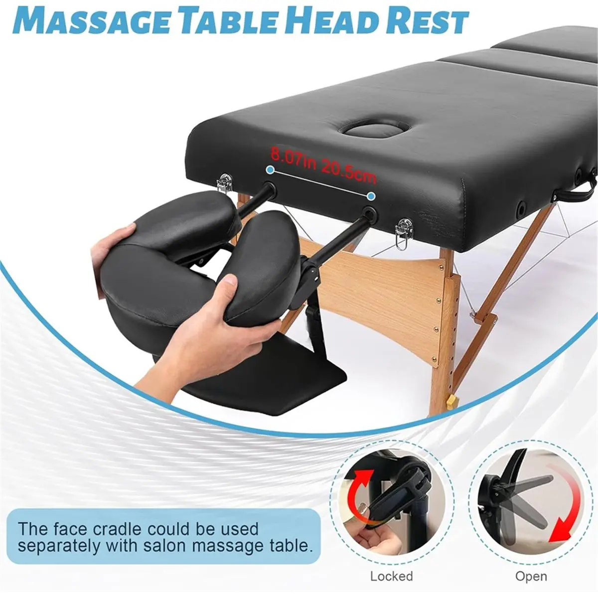 2027buy Massage Headrest for Bed, Portable Home Use Massage Table Face Cradle Kit for Sleeping Mattress Black with Armrest